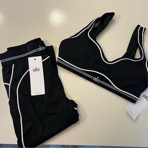 ALO Yoga Black and White Sports Bra Set